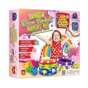 KREEDA DIY Rainbow Basket Making Kit  Circular & Rectangular DIY Wooden Basket Frames